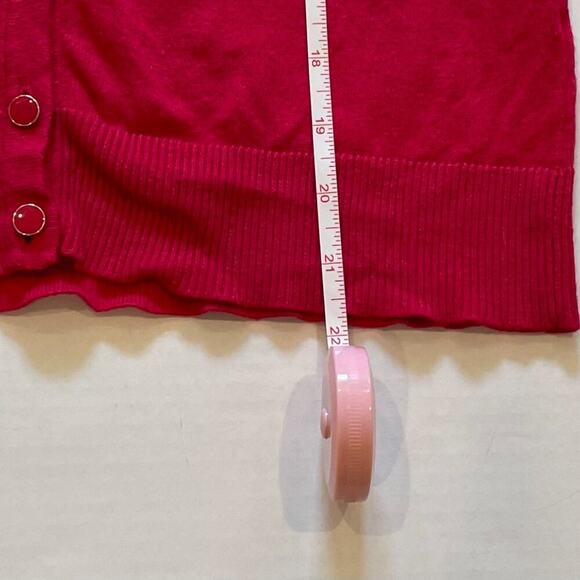 Cotton Blend Lightweight 3/4 Sleeve Red Crew Neck Cardigan Sweater, Size XS - Picture 11 of 11